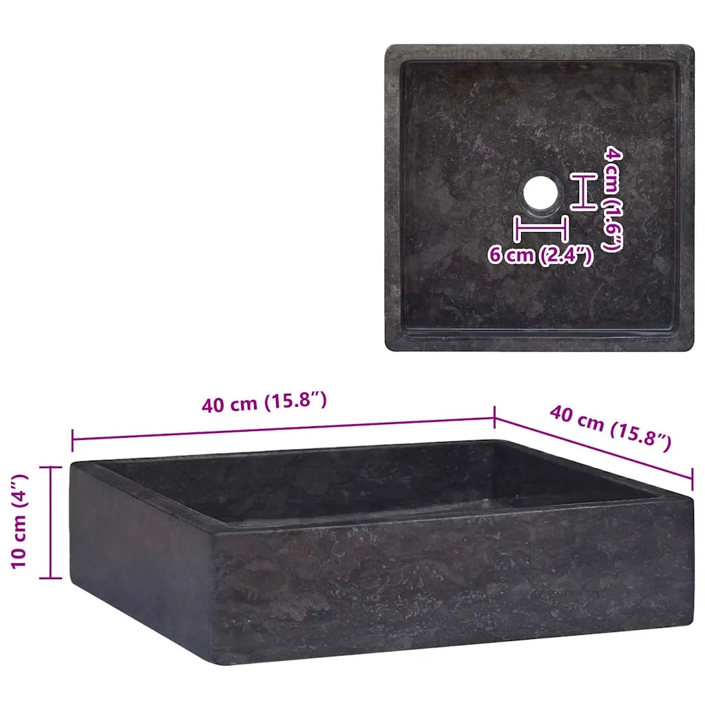 Lavandino Nero 40x40x10 cm in Marmo CFW4655856