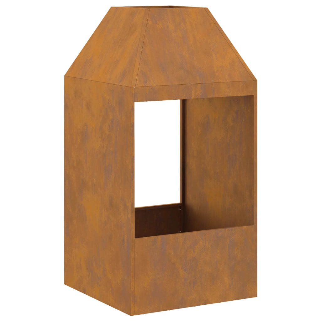 Braciere  50x50x100 cm in acciaio resistente alle intemperie