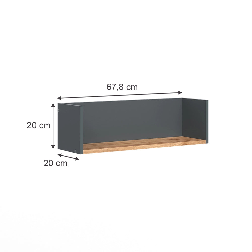 Vicco Scaffale a muro Antracite/quercia dorata 67.8 x 20 cm