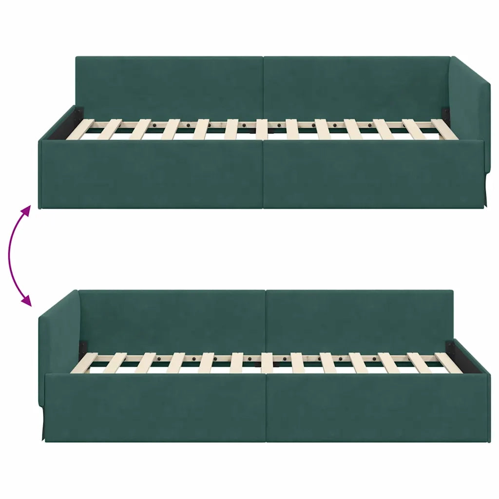 Cornice del letto ad angolo Verde Scuro 90 cm x 200 cm Velluto 42016083