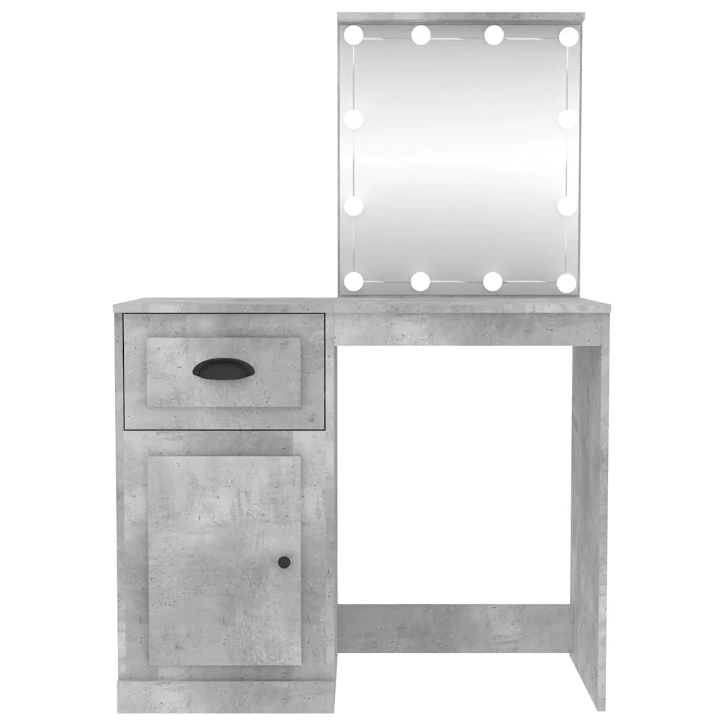 Toeletta con LED Grigio Cemento 90x50x132,5 Legno Multistrato 816772
