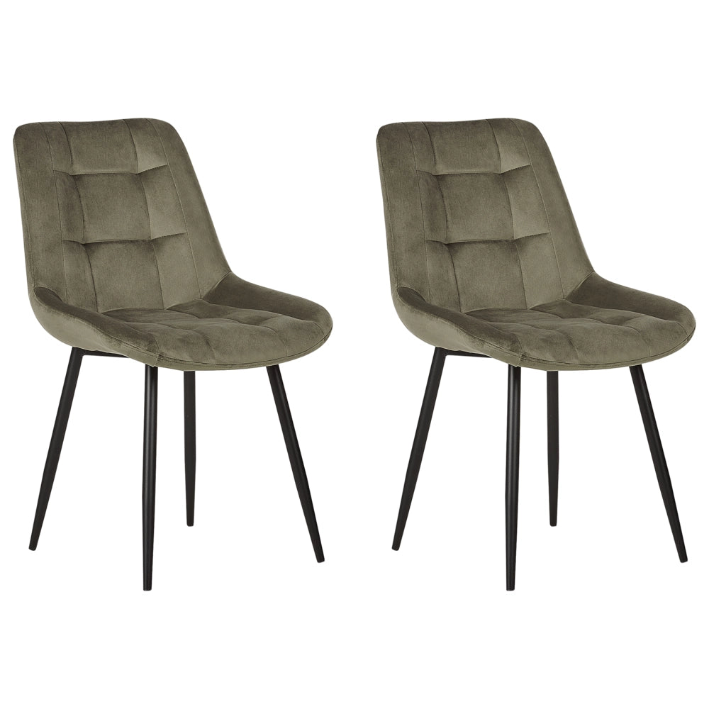 Set di 2 sedie da pranzo in velluto verde oliva gambe in ferro Nero sedie moderne imbottite