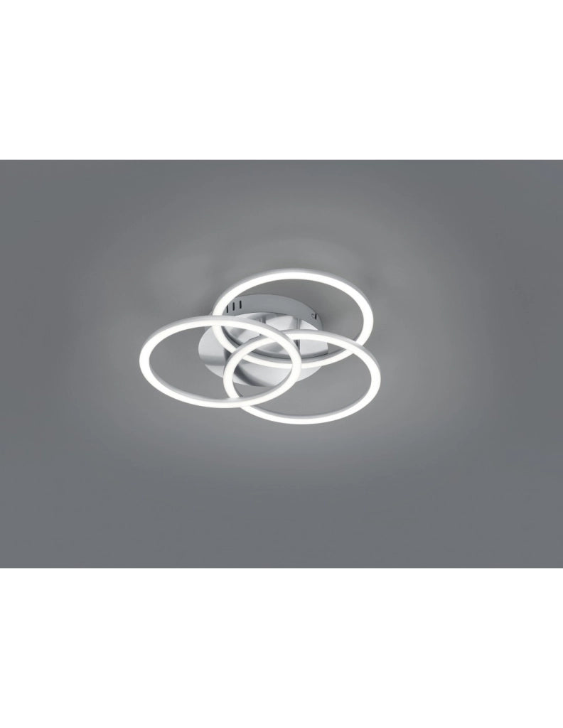Plafoniera 3 Anelli Orientabili Led Dimmer Circle Nichel Trio Lighting