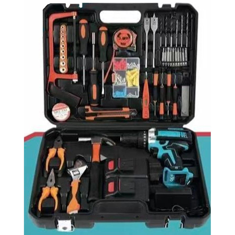 Trade Shop - Kit 118pz Valigetta Attrezzi Con Trapano Avvitatore A 2 Batteria 48v Motore Brushless -