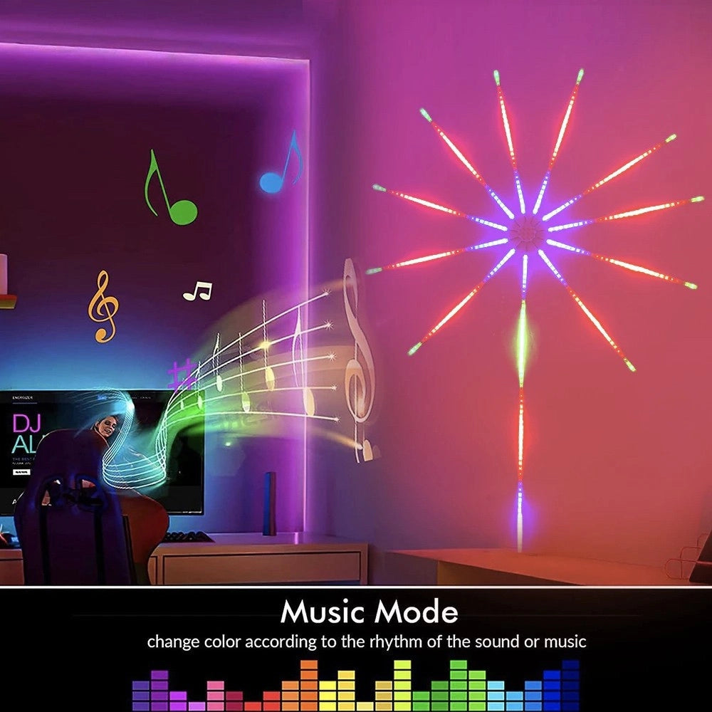 Trade Shop - Strip Led Adesiva Effetto Fuochi D'artificio Controllo Smart A Tempo Di Musica -
