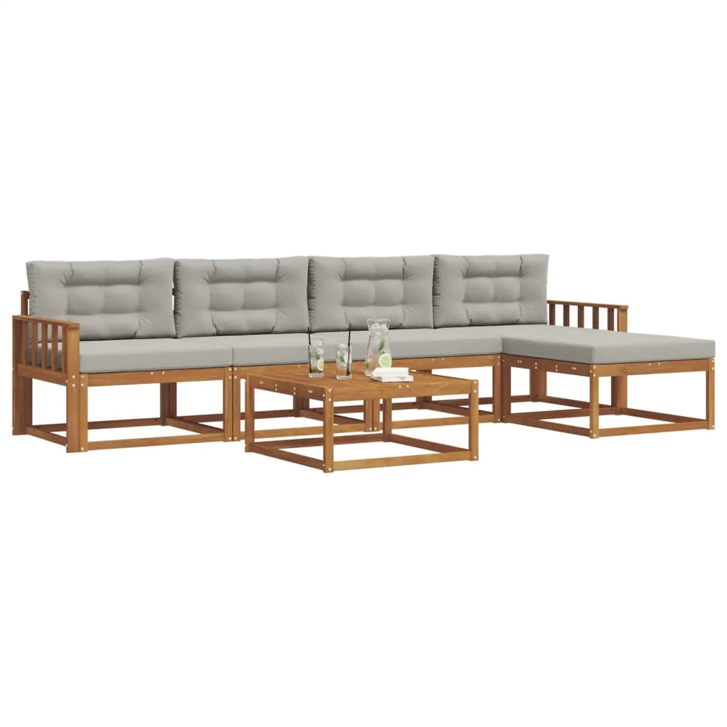Set di divani da esterno 6 pcs Grigio Naturale e Chiaro 3367469
