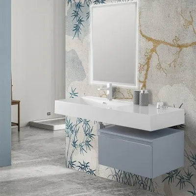 Lavabo sospeso in resina 120 cm vasca sinistra bianco lucido  Loto