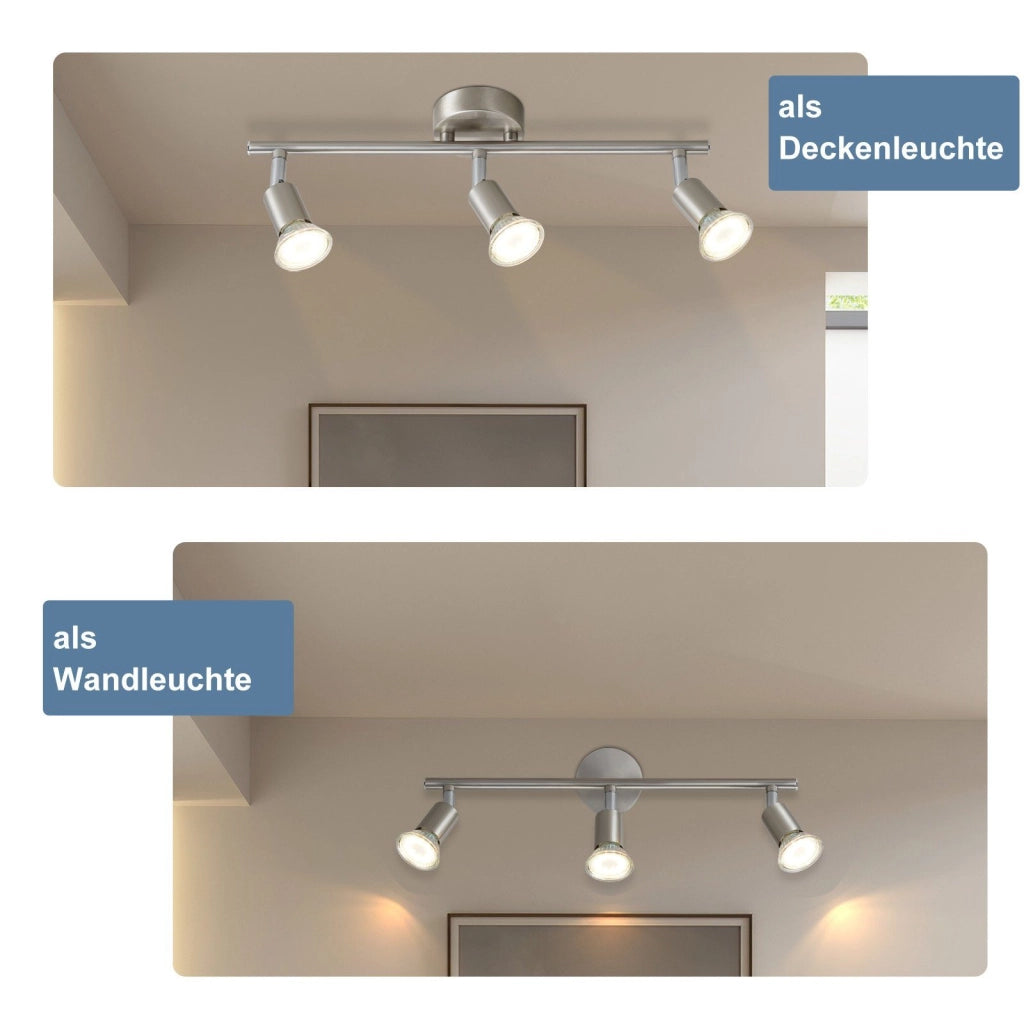 ZMH Faretto da soffitto acciaio inox 3 luci GU10 rotativi 330° moderni per corridoi salotto camera senza lampadina