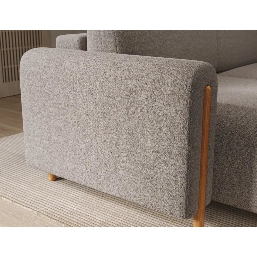 Divano ad angolo convertibile ARVESSA beige in ciniglia - Angolo sinistro con contenitore