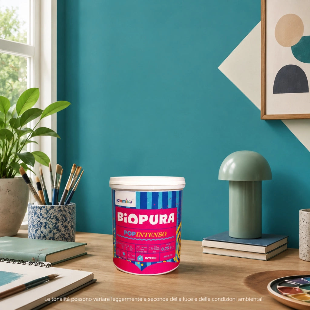 Popintenso palestra e decori interni pittura murale lavabile e coprente cromika *** formato 0,750 lt, colore- azzurro...
