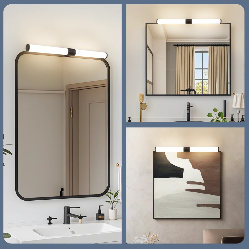 ZMH Lampada da Bagno LED sopra Specchio 40 cm 6 W Nera IP44 4000K Luce Neutra Moderna per Armadio da Bagno