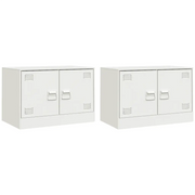 Mobili TV 2 pz | Armadietto TV | Mobile Porta TV Bianchi 67x39x44 cm in Acciaio