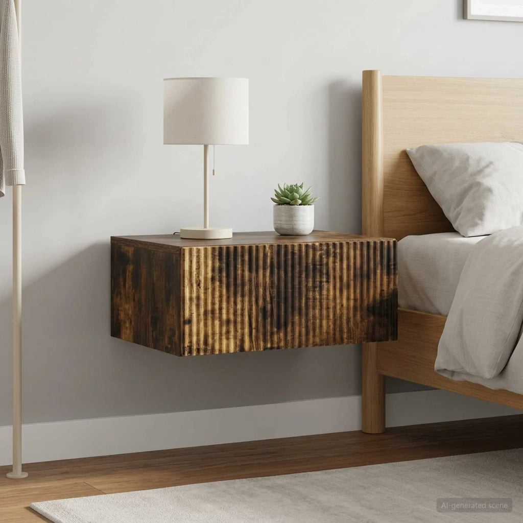 Mobiletto da notte a muro 2 pcs Rovere Fumo 49 x 34,5 x 20 cm 898456