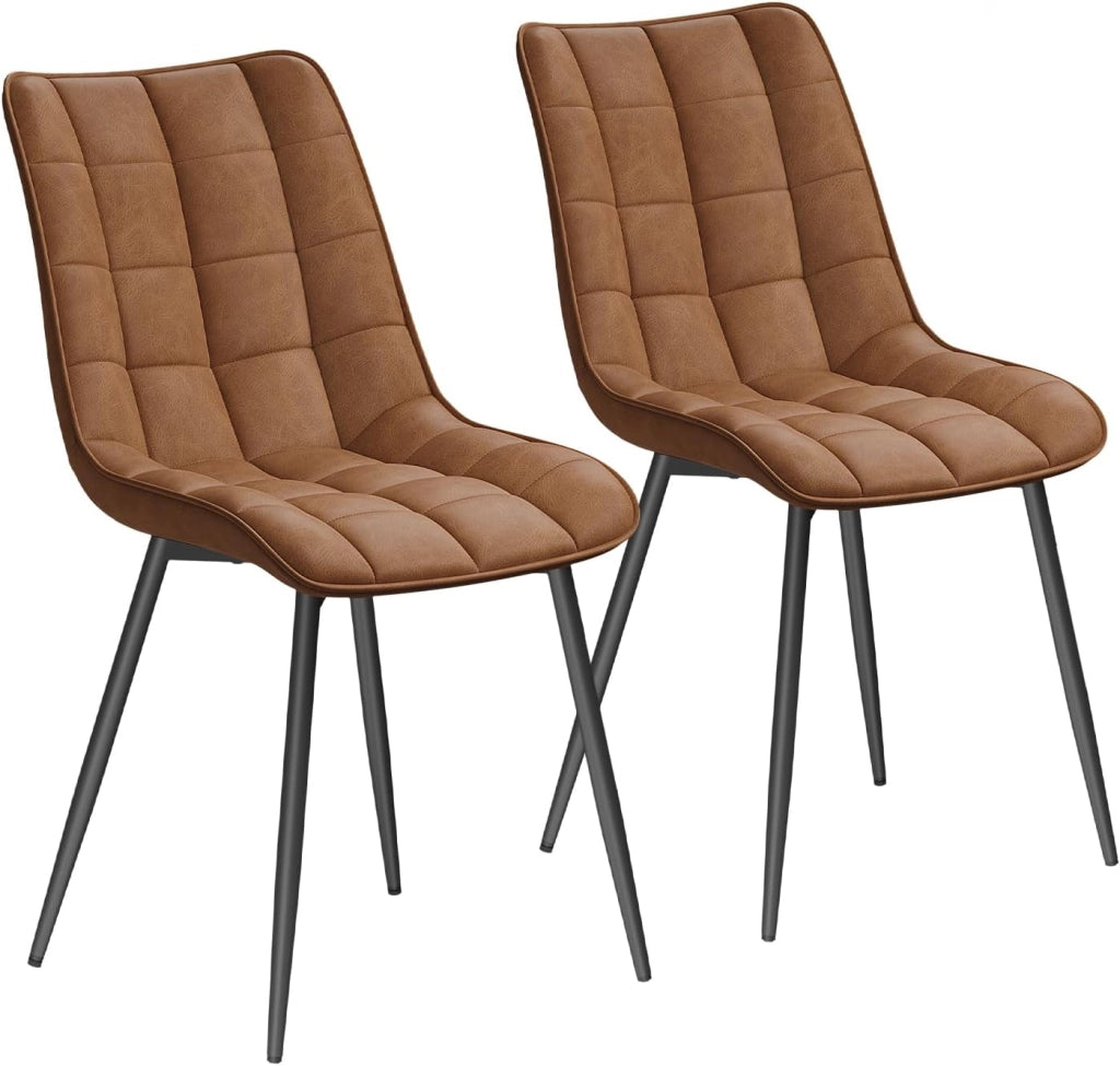 Sedie da Pranzo con Schienale senza Braccioli Sgabello in Ecopelle per Cucina Marrone Chiaro BH207hbr-2