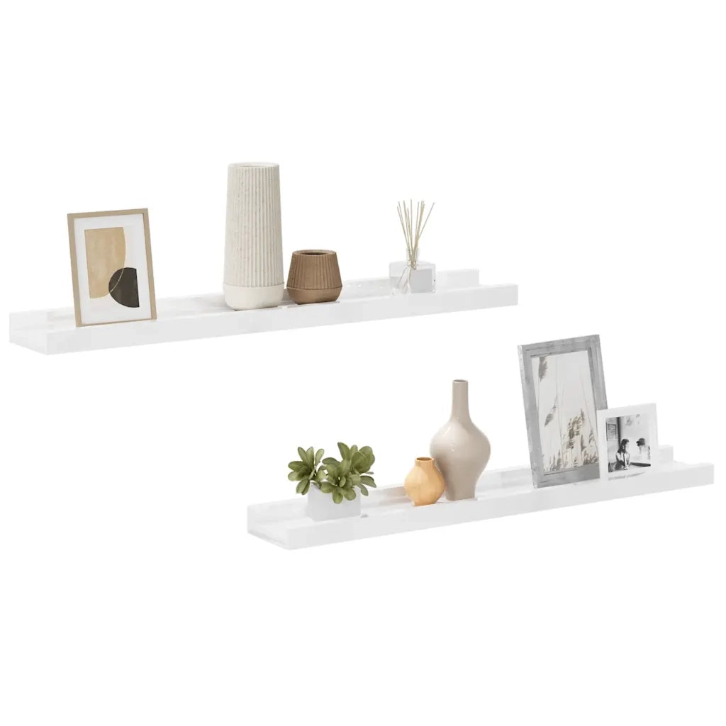 Mensole da Parete 2 pz Bianco Lucido 60x9x3 cm 326649