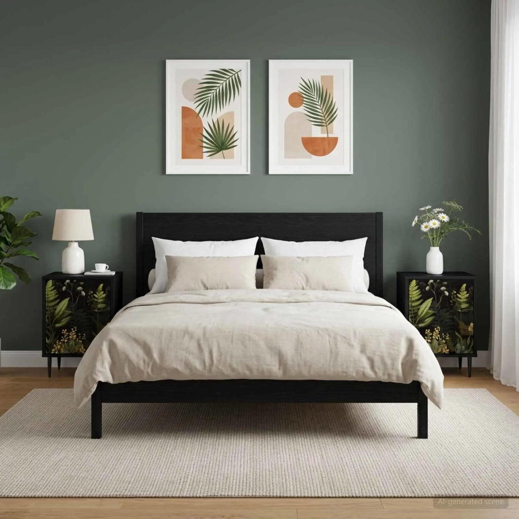Armadio da Notte RHENEN 2 pz Rovere Nero 36 x 33 x 51 cm 8007230