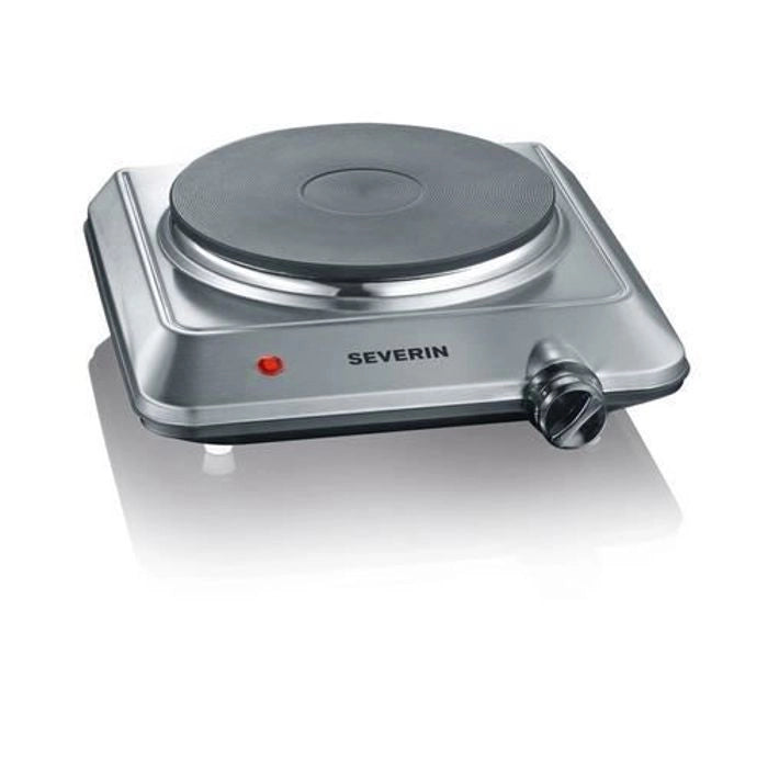 SEVERIN KP1092 Rechaud - piastra elettrica 1500W - diametro 18 cm - termostato regolabile - ideale per cucine piccole / Acciaio inox