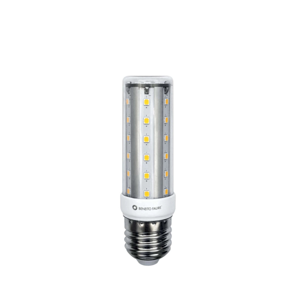 Lampada LED HQI Tubular Retrofit E27 10W 4000K, luce naturale 1030 lumen, fascio luminoso 360 gradi per illuminazione d'interni, finitura bianca
