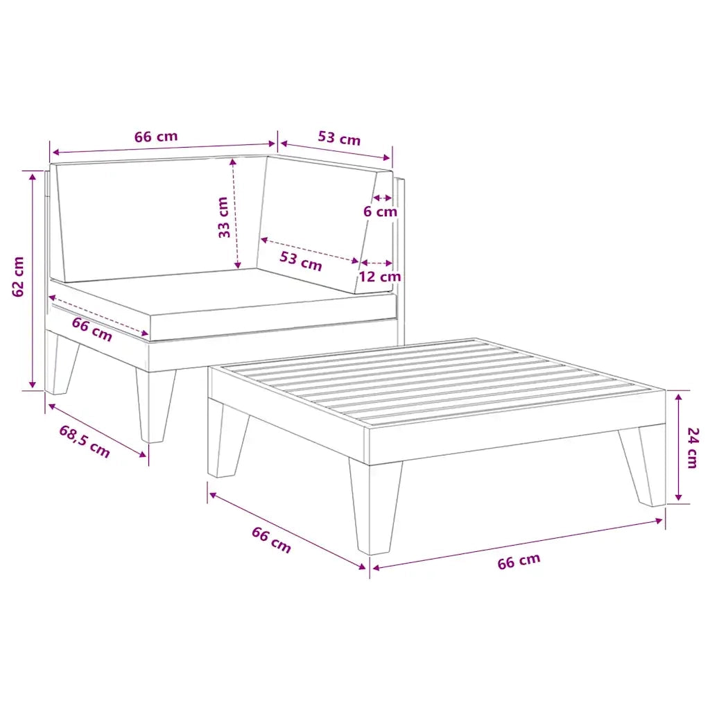 Salotto da Giardino-Set Divani da Giardino 2 pz con Cuscini in Massello di Acacia 962823