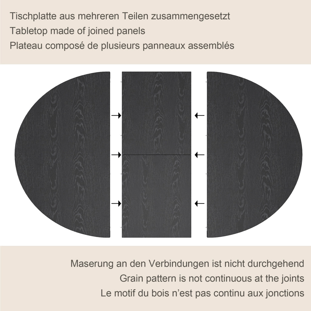 Tavolo allungabile con vano contenitore struttura in MDF e metallo nero per sala da pranzo e cucina moderna