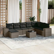 vidaXL Set Divano da Giardino 9 pz con Cuscini Grigio in Polyrattan