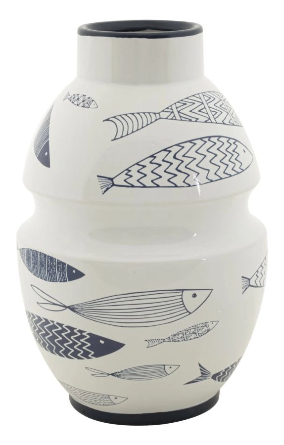 Vaso Ceramica Fish Ø21x31 cm in Ceramica Multicolor