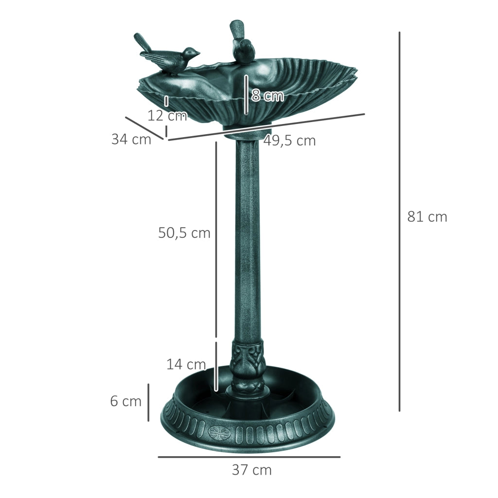 Bagno per Uccelli Antico con Mangiatoia e Vaso ¨C zephmum ¨C Bronzo Verde 81 cm