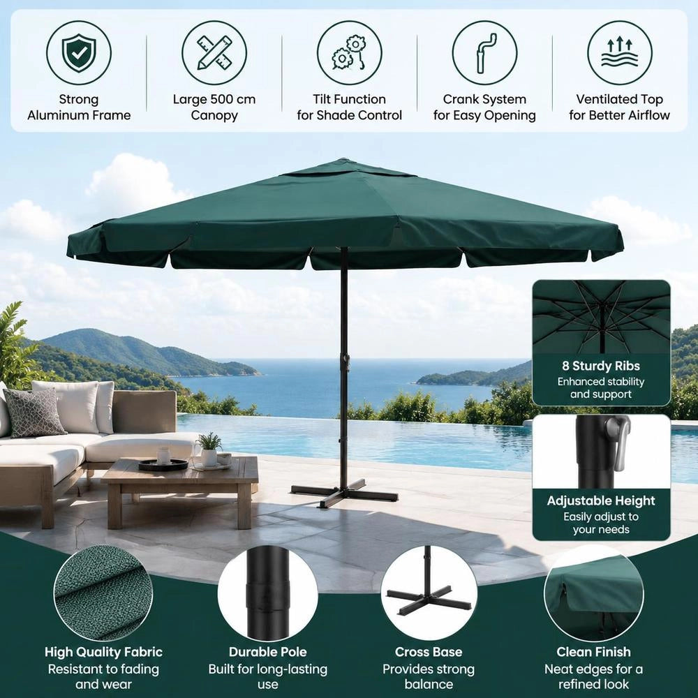 Green Aluminum Parasol, 500 Cm