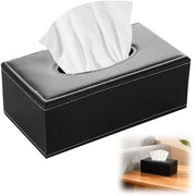 Weefsel Porta Tovaglioli in PU Pelle - Rettilineo - 24 x 12 x 9,5 Cm - Nero - Progettazione Facile da Utilizzare - Porta Tovaglioli
