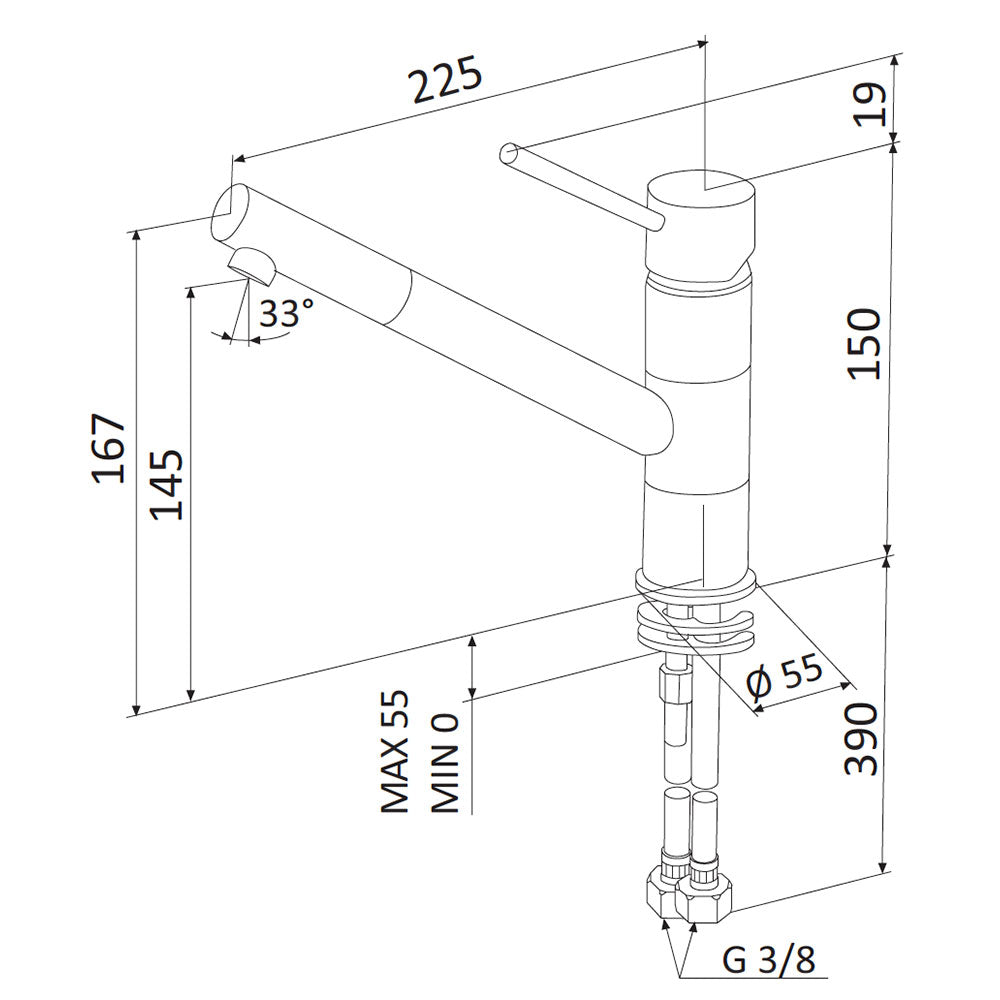 Rubinetto Miscelatore Monocomando Girevole Lavello in Ottone Mariani Hermes Cromato