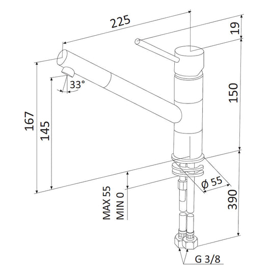 Rubinetto Miscelatore Monocomando Girevole Lavello in Ottone Mariani Hermes Cromato
