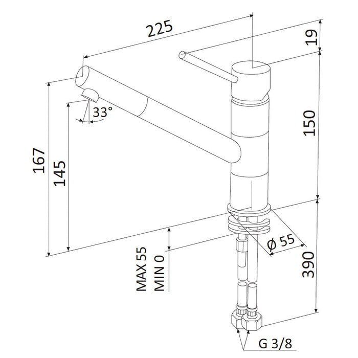 Rubinetto Miscelatore Monocomando Girevole Lavello in Ottone Mariani Hermes Cromato