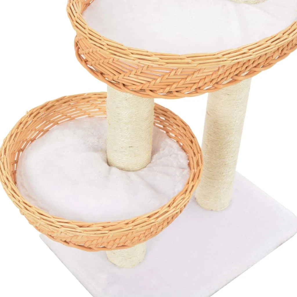 Tiragraffi albero per gatti cuccia per gatti giocattolo peluche in sisal naturale e legno di salice 3702244