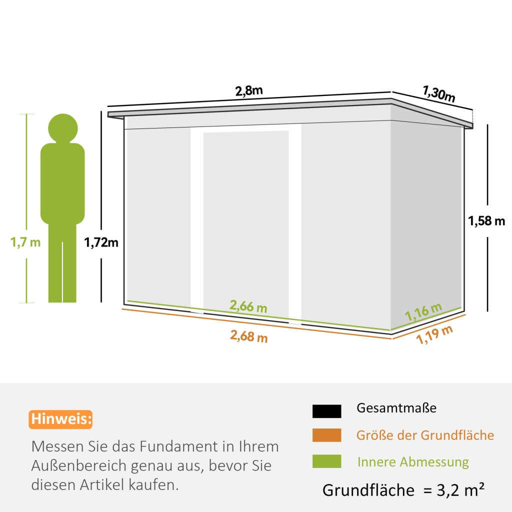 Capanno attrezzi in metallo ¨C zephmum ¨C anthrazit 280x130x172cm