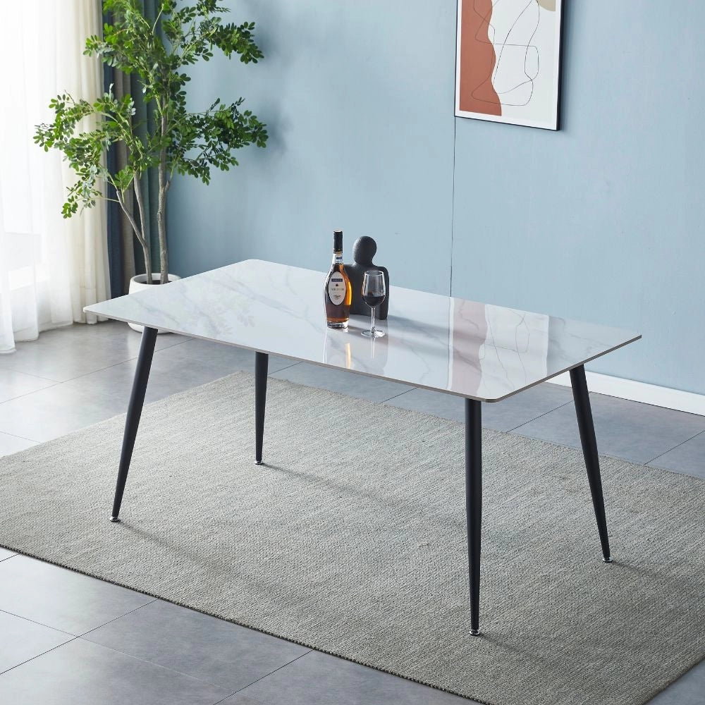 Tavolo rettangolare 140x80 effetto marmo bianco