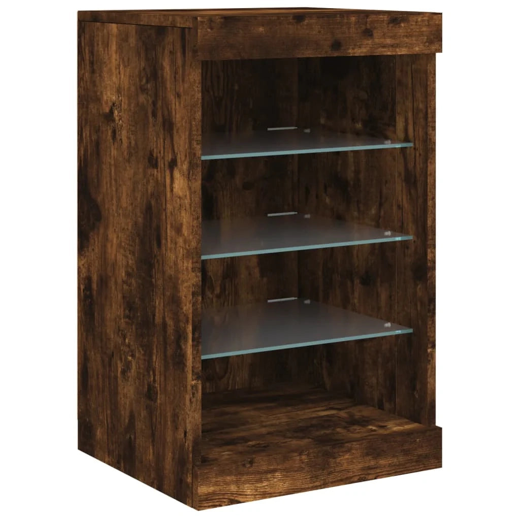 Credenza cassettiera armadio mobile contenitore organizer per cucina soggiorno salotto con luci LED 41 x 37 x 67 cm marrone 02_0029886