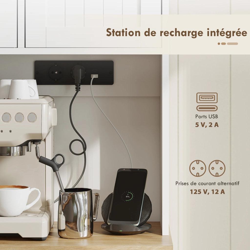 Mobile cucina alto con ricarica ¨C Xylo ¨C 6 ante, piano lavoro, portaspezie, 100x40x173cm, bianco