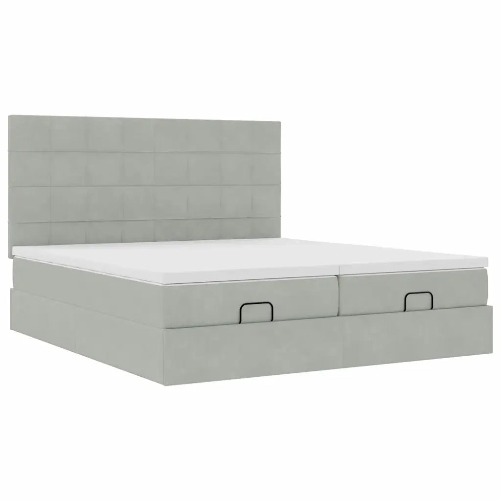 Struttura Letto Pouf con Materassi 200x200 cm Velluto 3313778