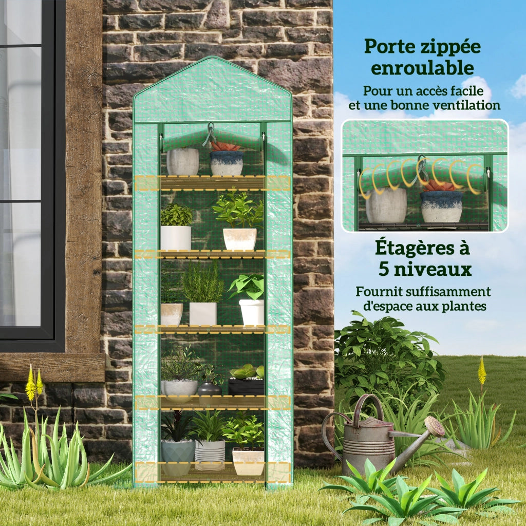 Serra da balcone 5 livelli ¨C zephmum ¨C verde acciaio 69x49x193 cm