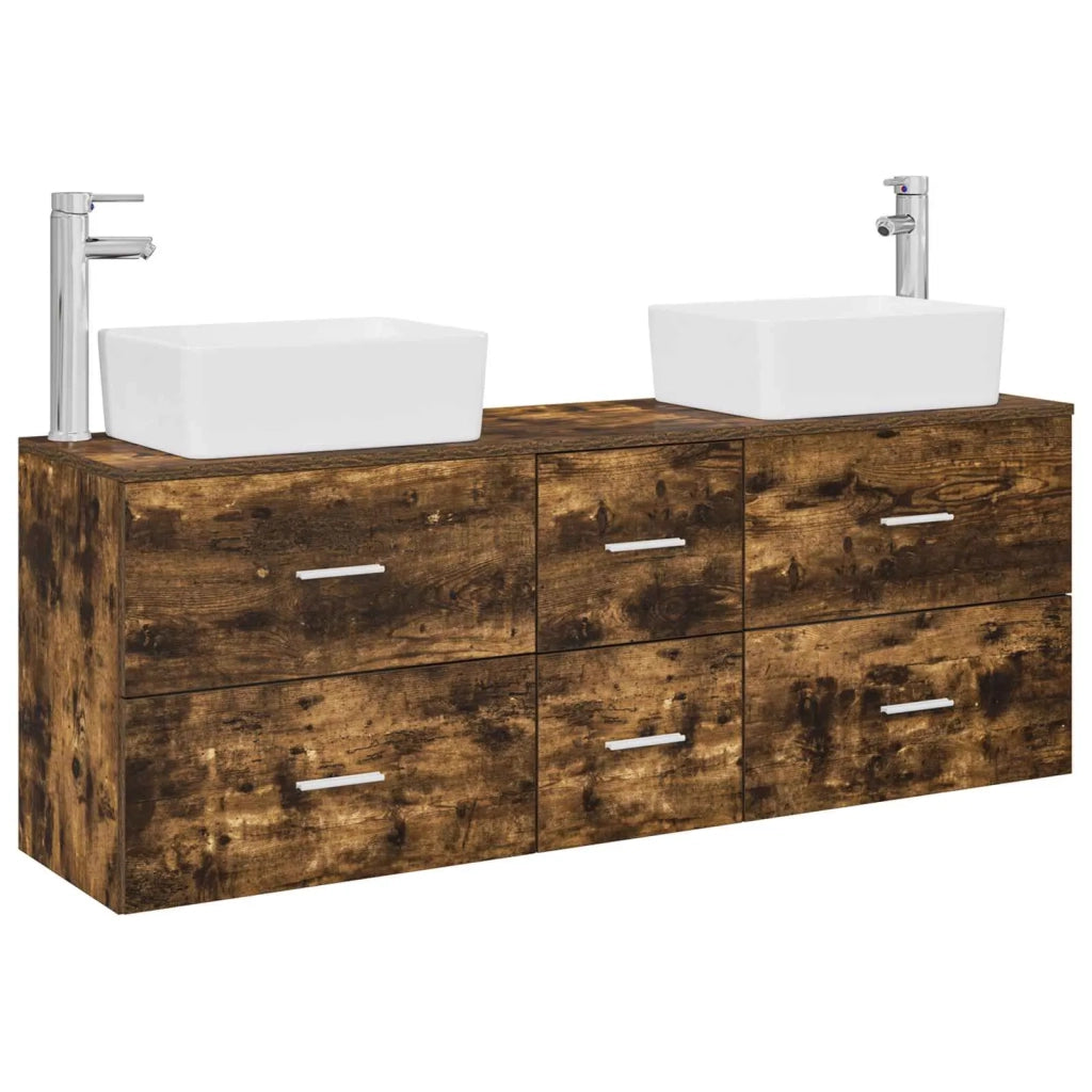 Set di Armadi da Bagno 3 pz Rovere Fumo 53 x 34,5 x 63 cm 3405863