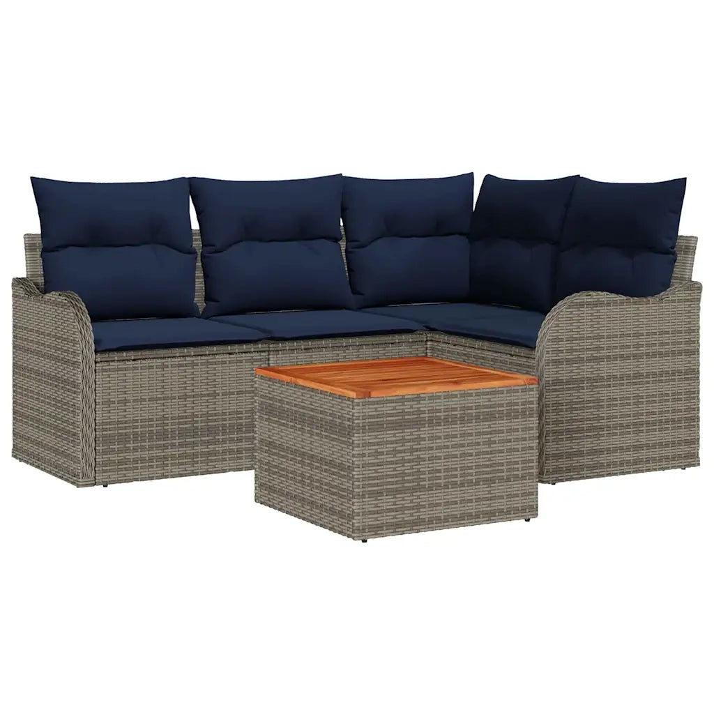 Set Divano da Giardino 5 pz Grigio polyrattan 3347451