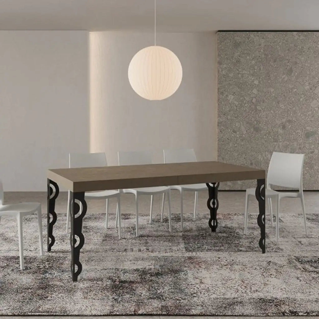 Tavolo allungabile 180/284x90 cm Karamay Premium tortora gambe antracite