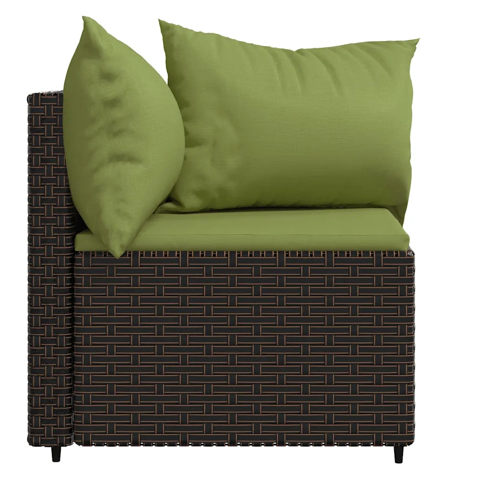 Divani Angolari da Giardino con Cuscini 2pz Polyrattan Marrone 319838