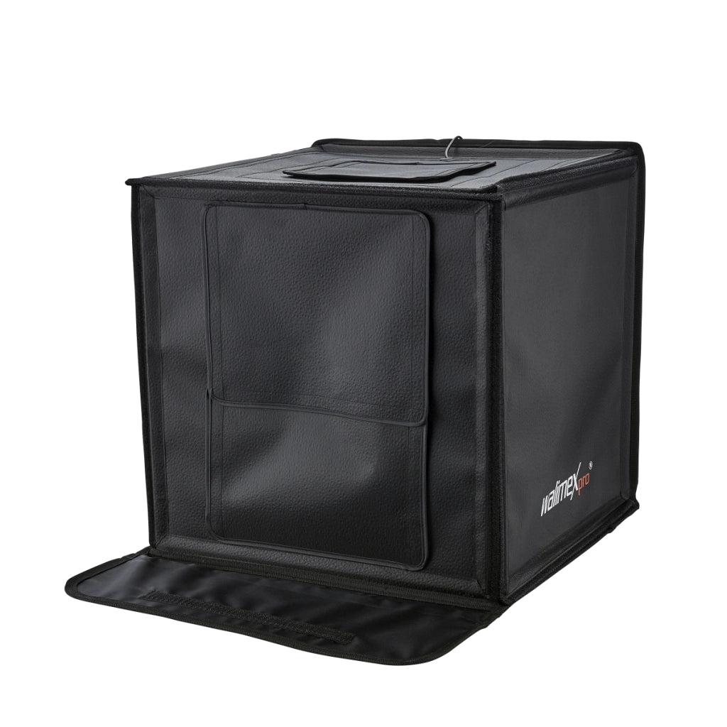 Walimex Pro Cubo di ripresa pronto all'uso (43 x 43 x 43 cm con illuminazione a LED, inclusi inserti per scanalature e diffusore) nero