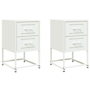 Set di 2 Comodini | Armadio da Notte | Mobiletto da notte Bianchi 36x39x60,5 cm in Acciaio