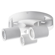 Plafoniera lampada da soffitto Rotonda bianca faretto direzionabile e attacco per lampade GU10 ad 3 diffusorI