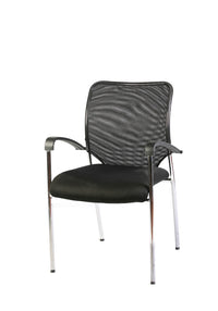 Sedia Attesa da Ufficio Nera Cromata in Tessuto Traspirante Tosini W 1008G K