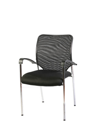 Sedia Attesa da Ufficio Nera Cromata in Tessuto Traspirante Tosini W 1008G K