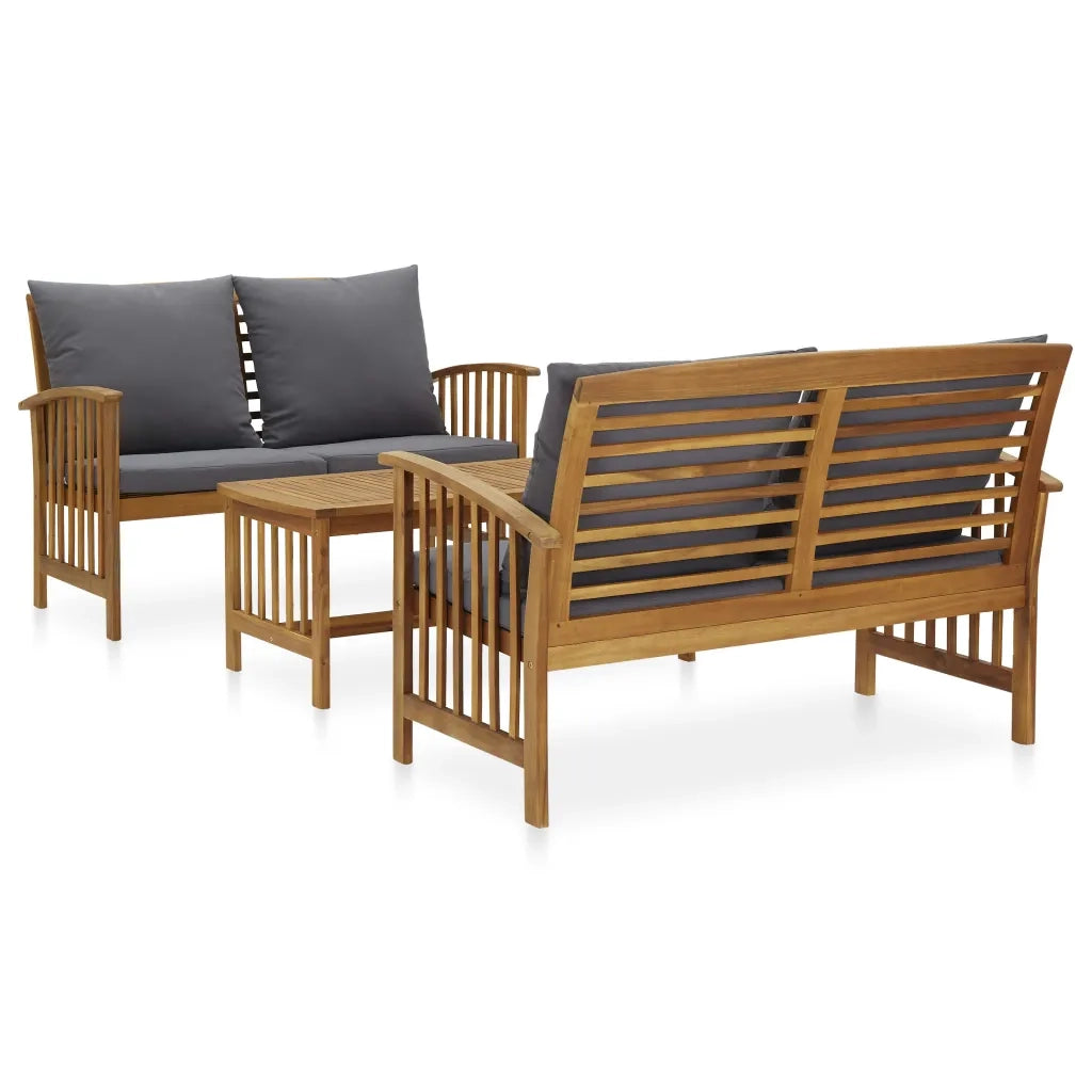 Set Divani da Giardino 3 pz con Cuscini in Massello di Acacia 3057980