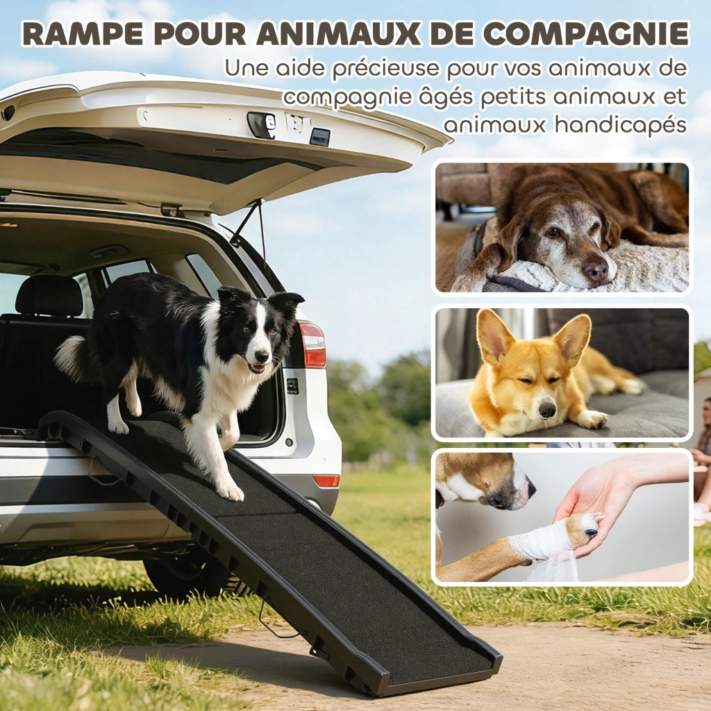 Rampa pieghevole per cani ¨C Xylo ¨C PP antiscivolo nero 155x38,5x15,5cm